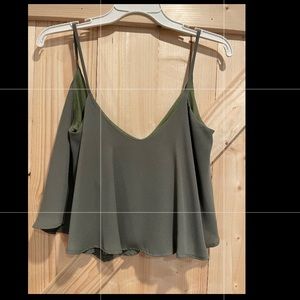 Olive green flowy crop top. NWT